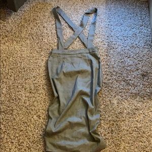 Black and white plaid overall skirt.